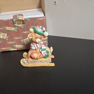 Enesco Festive Sleigh with Santa and Reindeer